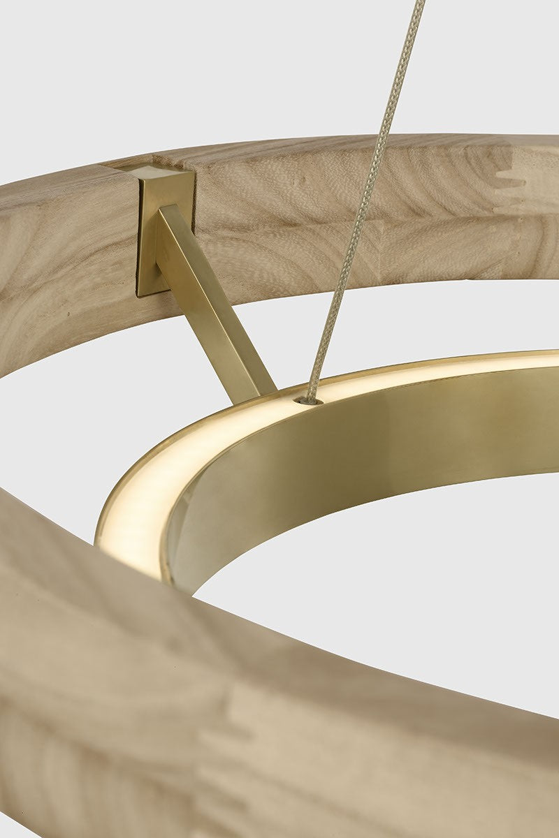 Visual Comfort Modern 700GRC24HABNO-LED930 LED Chandelier, Hand Rubbed Antique Brass/Natural Oak