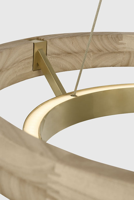 Visual Comfort Modern 700GRC24HABNO-LED930 LED Chandelier, Hand Rubbed Antique Brass/Natural Oak