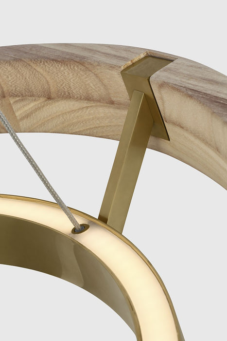 Visual Comfort Modern 700GRC24HABNO-LED930 LED Chandelier, Hand Rubbed Antique Brass/Natural Oak