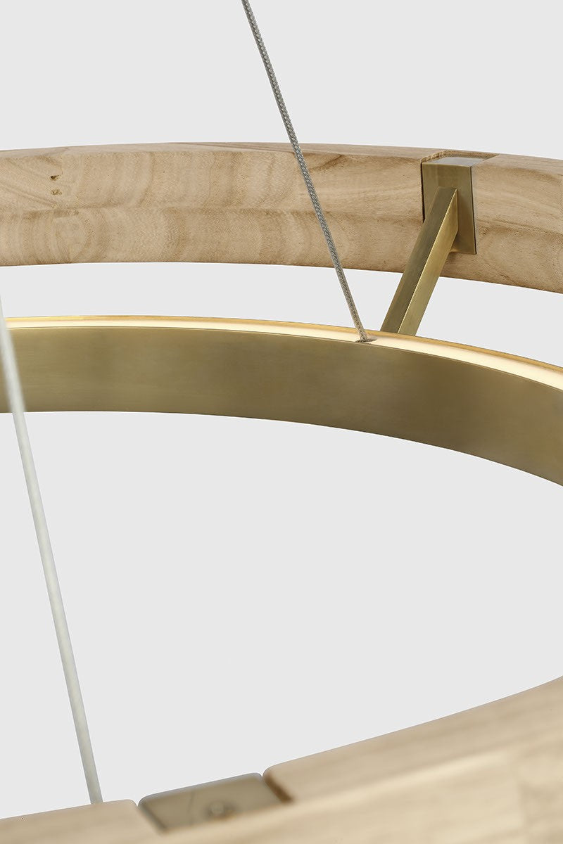 Visual Comfort Modern 700GRC30HABNO-LED930 LED Chandelier, Hand Rubbed Antique Brass/Natural Oak