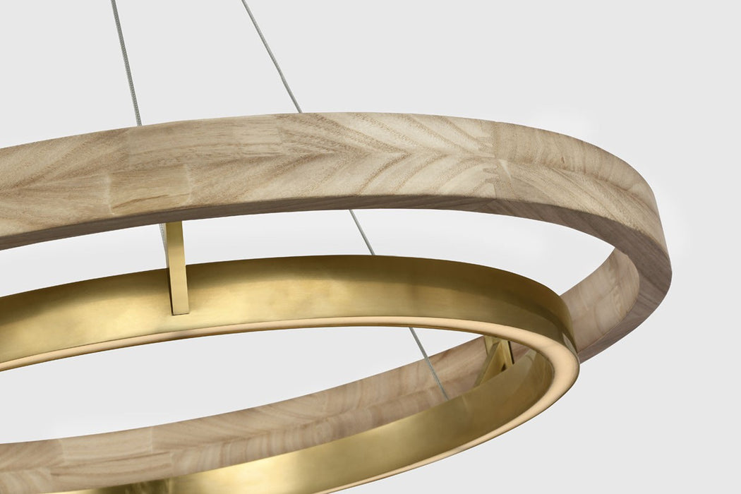 Visual Comfort Modern 700GRC30HABNO-LED930 LED Chandelier, Hand Rubbed Antique Brass/Natural Oak