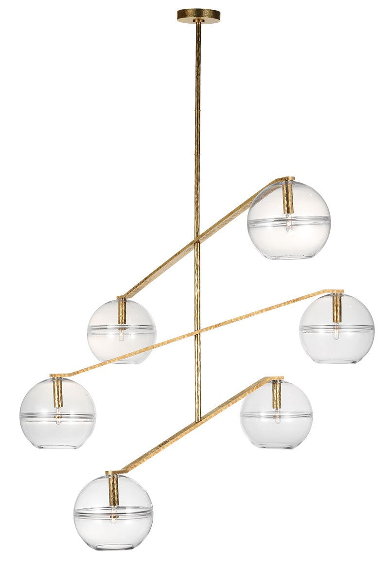 Visual Comfort Modern SLCH354CPAB Six Light Chandelier, Polished Antique Brass