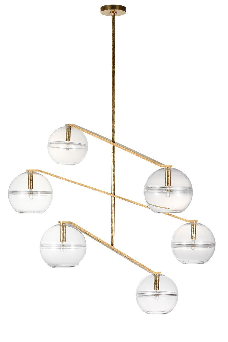Visual Comfort Modern SLCH354CPAB Six Light Chandelier, Polished Antique Brass