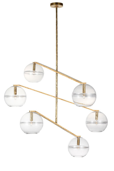 Visual Comfort Modern SLCH354CPAB-L LED Chandelier, Polished Antique Brass