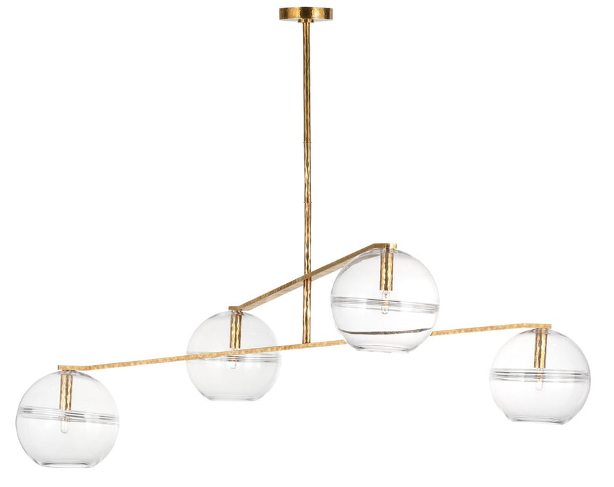Visual Comfort Modern SLCH355CPAB Four Light Chandelier, Polished Antique Brass