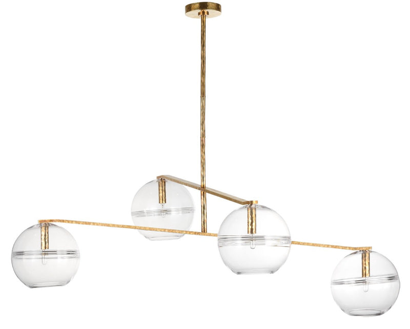 Visual Comfort Modern SLCH355CPAB Four Light Chandelier, Polished Antique Brass