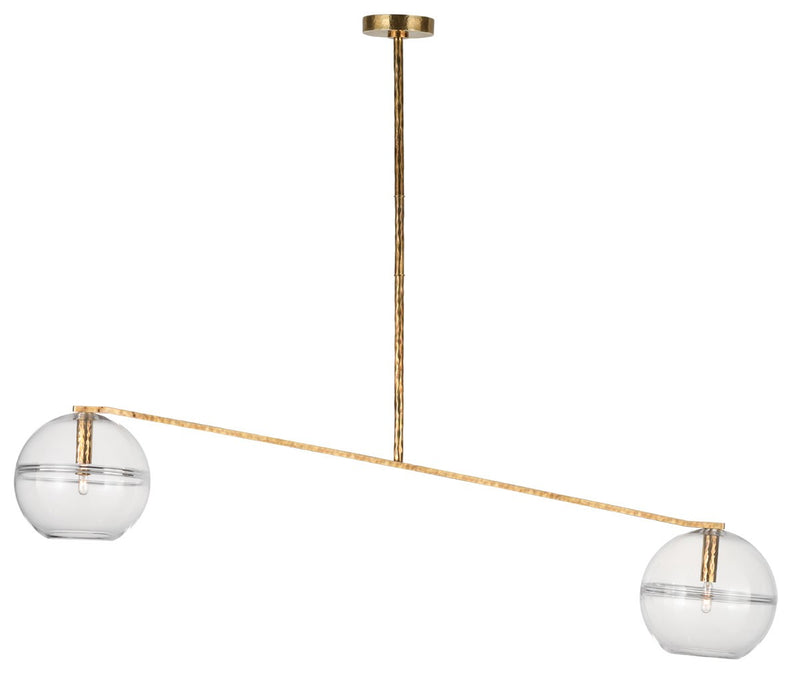 Visual Comfort Modern SLCH356CPAB Two Light Chandelier, Polished Antique Brass
