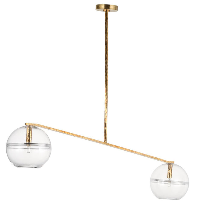 Visual Comfort Modern SLCH356CPAB Two Light Chandelier, Polished Antique Brass
