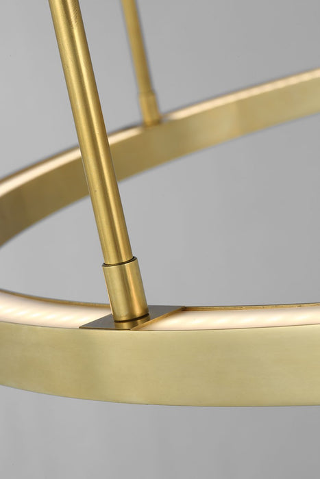 Visual Comfort Modern MDCH53827HAB LED Chandelier, Hand Rubbed Antique Brass