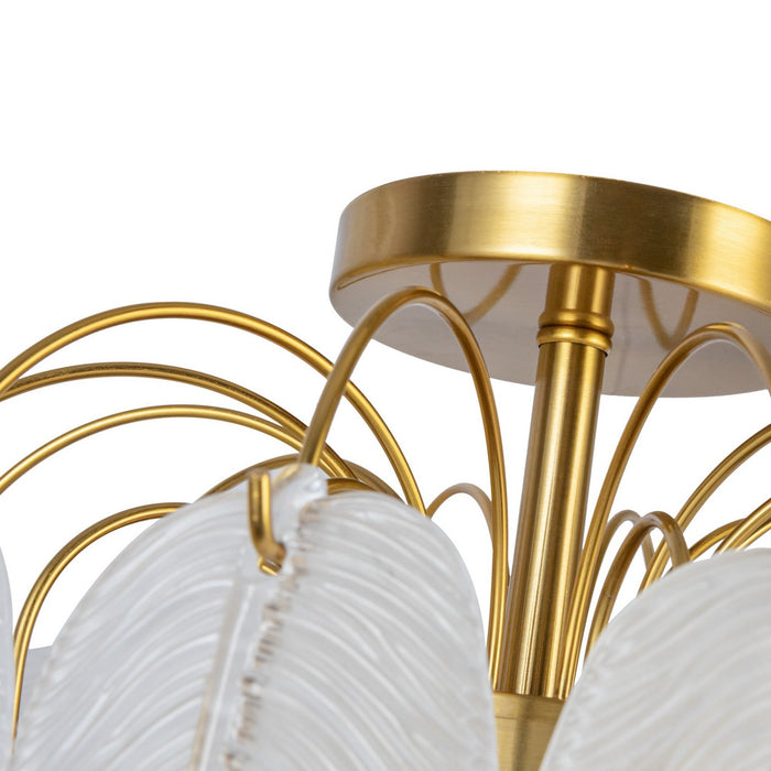 Artcraft AC11785BR Four Light Semi-Flush Mount, Brushed Brass
