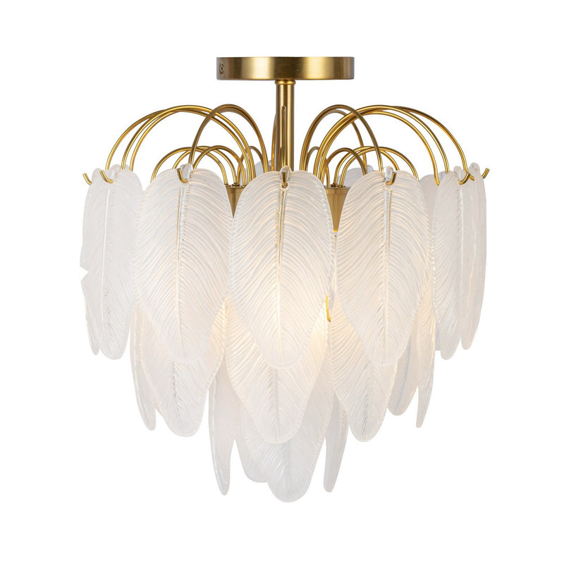 Artcraft AC11785BR Four Light Semi-Flush Mount, Brushed Brass
