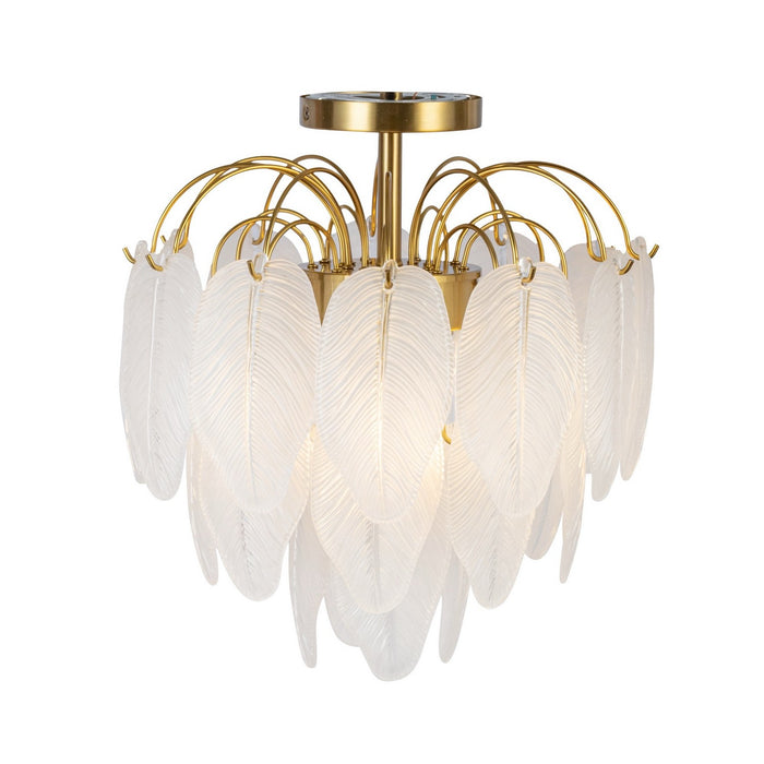 Artcraft AC11785BR Four Light Semi-Flush Mount, Brushed Brass