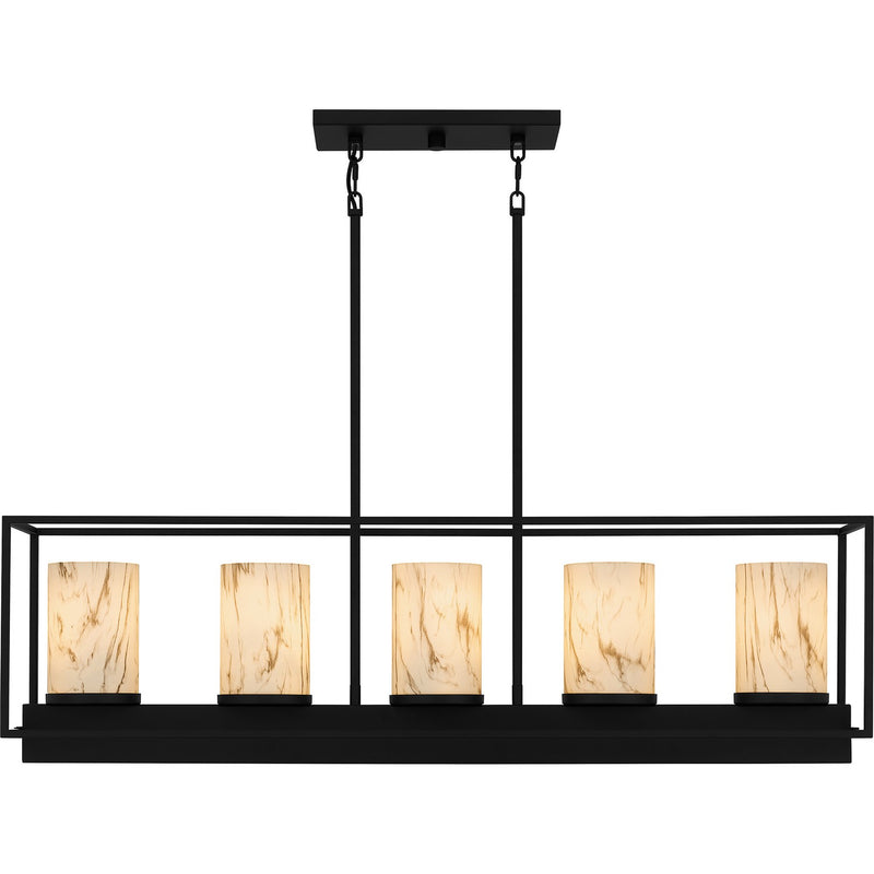 Quoizel BET542MBK Five Light Linear Chandelier, Matte Black