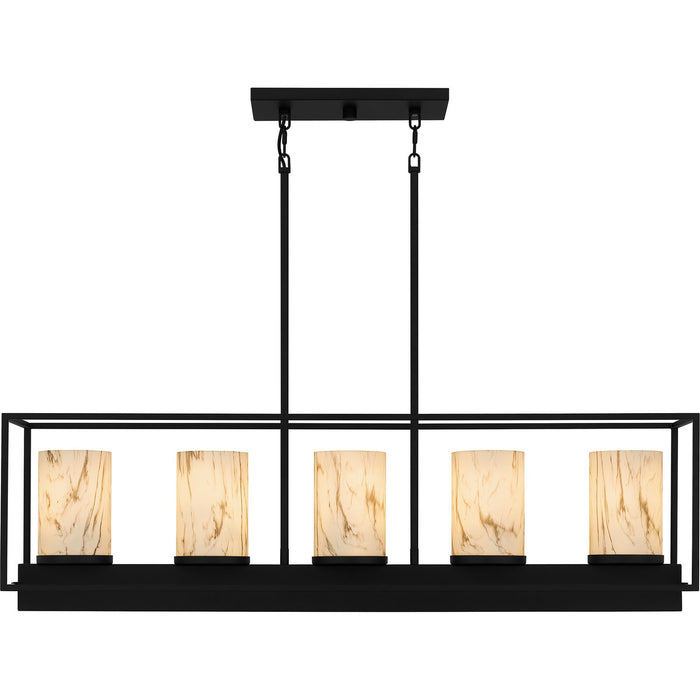 Quoizel BET542MBK Five Light Linear Chandelier, Matte Black