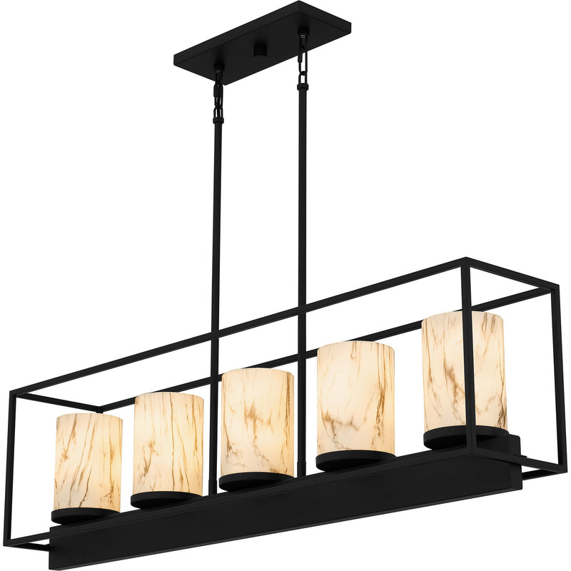 Quoizel BET542MBK Five Light Linear Chandelier, Matte Black