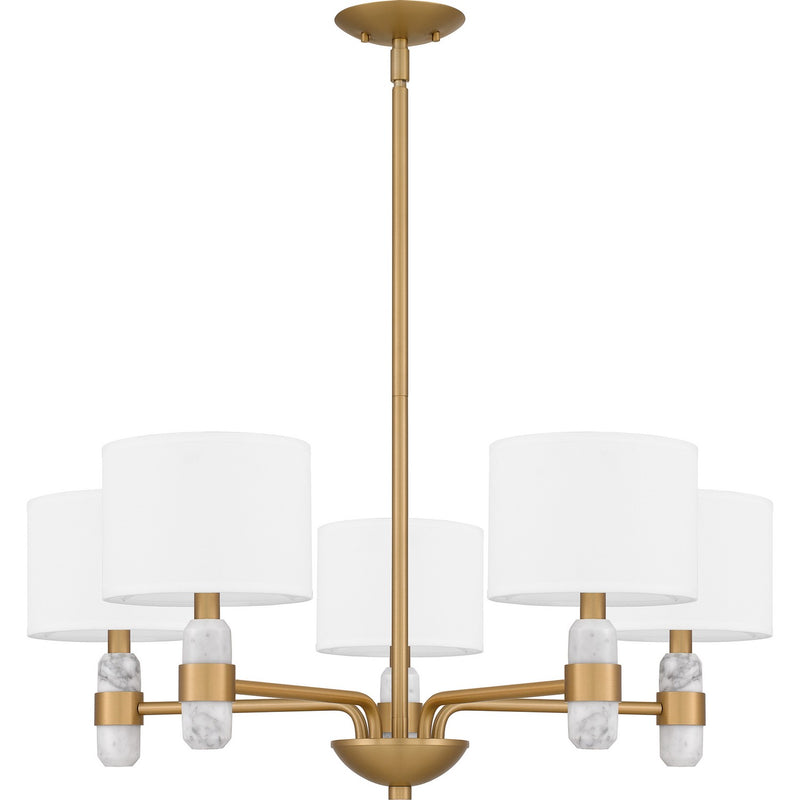 Quoizel KMB5030BWS Five Light Chandelier, Brushed Weathered Brass
