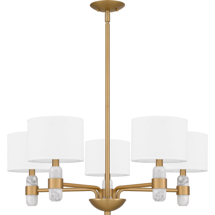 Quoizel KMB5030BWS Five Light Chandelier, Brushed Weathered Brass