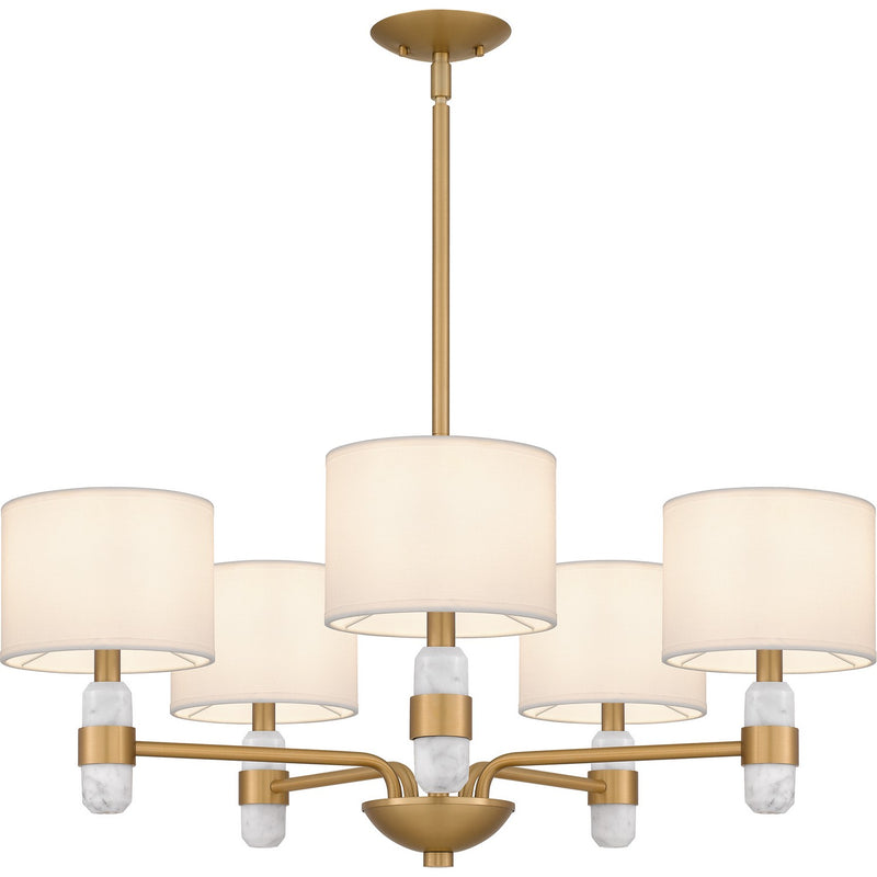 Quoizel KMB5030BWS Five Light Chandelier, Brushed Weathered Brass