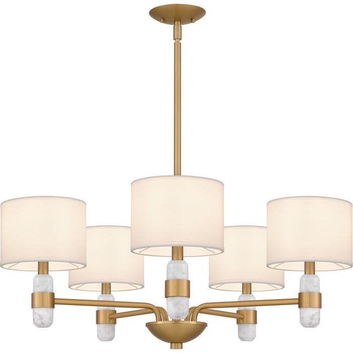 Quoizel KMB5030BWS Five Light Chandelier, Brushed Weathered Brass