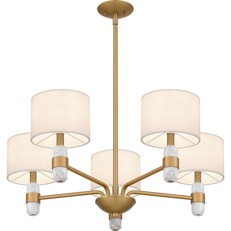 Quoizel KMB5030BWS Five Light Chandelier, Brushed Weathered Brass