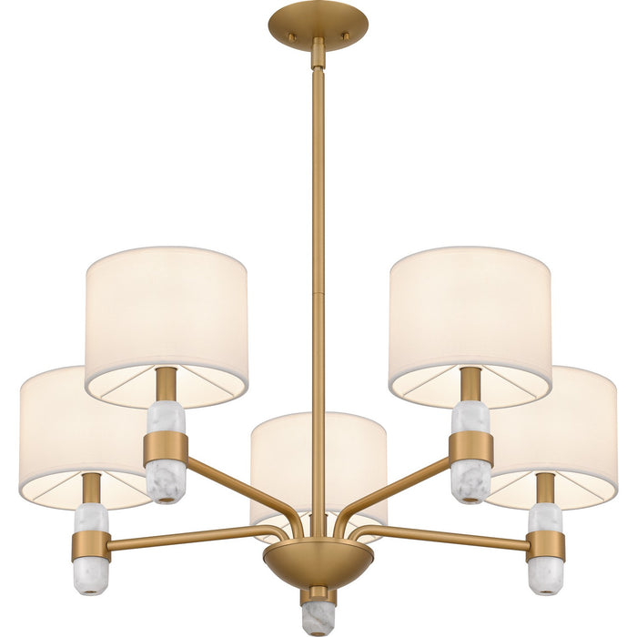 Quoizel KMB5030BWS Five Light Chandelier, Brushed Weathered Brass
