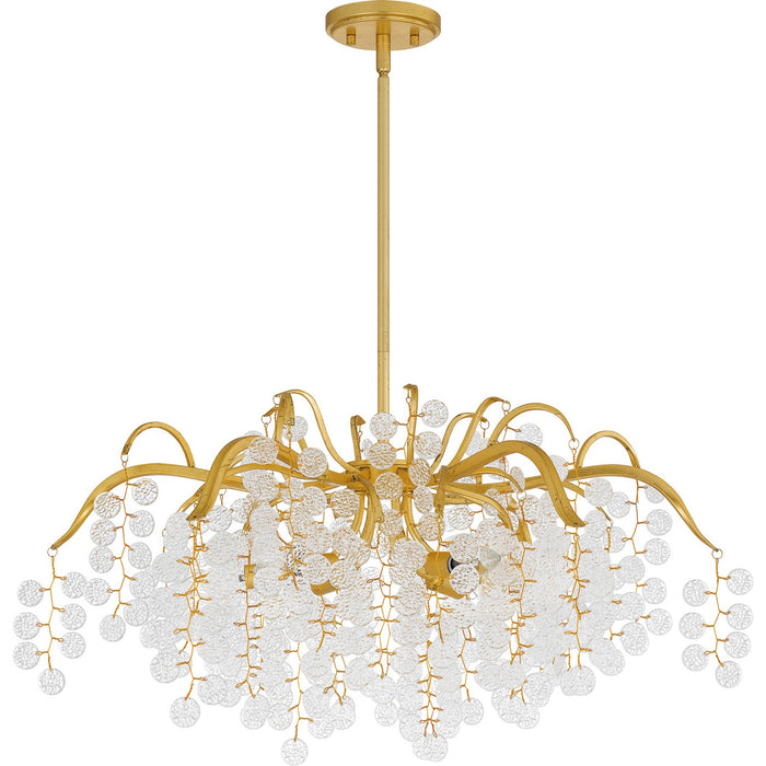 Quoizel MAP5028GFL Six Light Chandelier, Gold Leaf