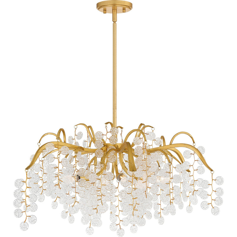 Quoizel MAP5028GFL Six Light Chandelier, Gold Leaf