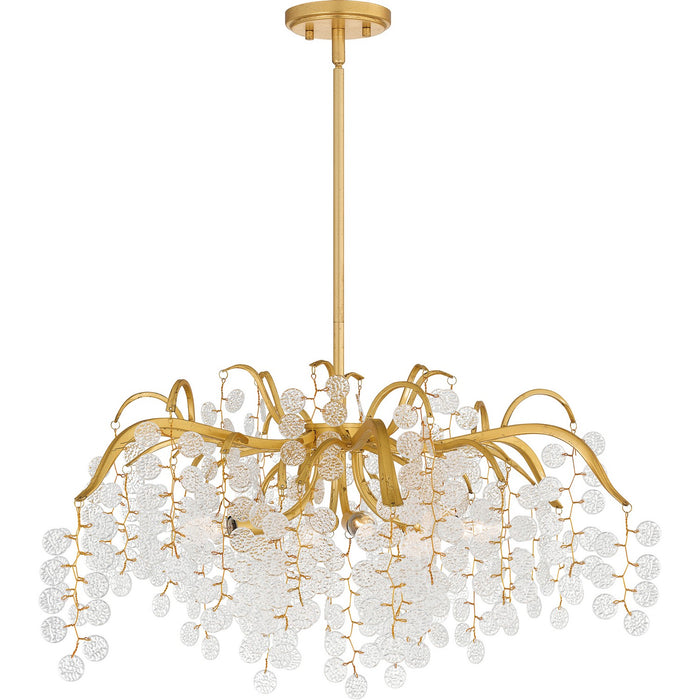 Quoizel MAP5028GFL Six Light Chandelier, Gold Leaf