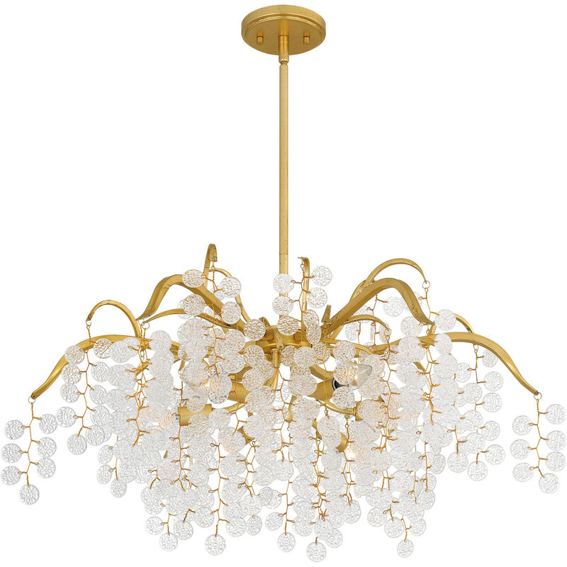 Quoizel MAP5028GFL Six Light Chandelier, Gold Leaf