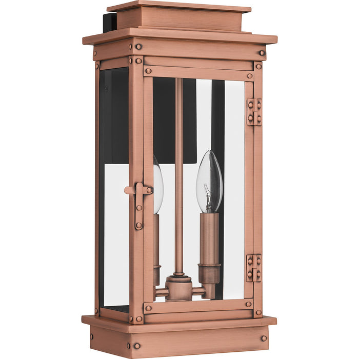 Quoizel NOE8407AC Two Light Outdoor Wall Mount, Aged Copper
