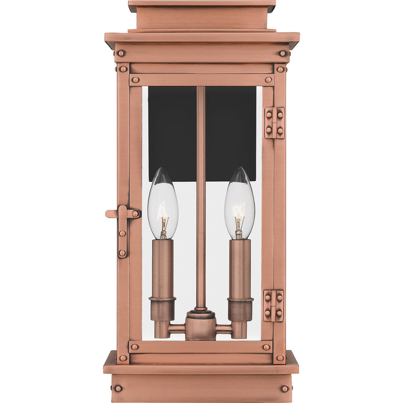 Quoizel NOE8407AC Two Light Outdoor Wall Mount, Aged Copper