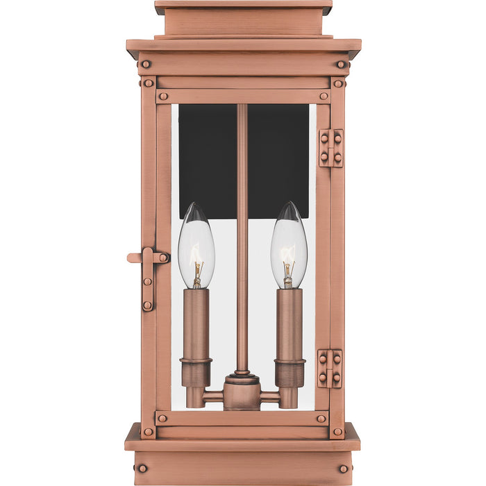 Quoizel NOE8407AC Two Light Outdoor Wall Mount, Aged Copper