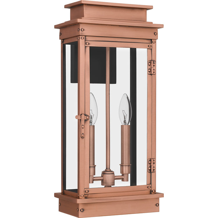 Quoizel NOE8409AC Two Light Outdoor Wall Mount, Aged Copper