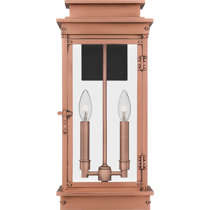 Quoizel NOE8409AC Two Light Outdoor Wall Mount, Aged Copper