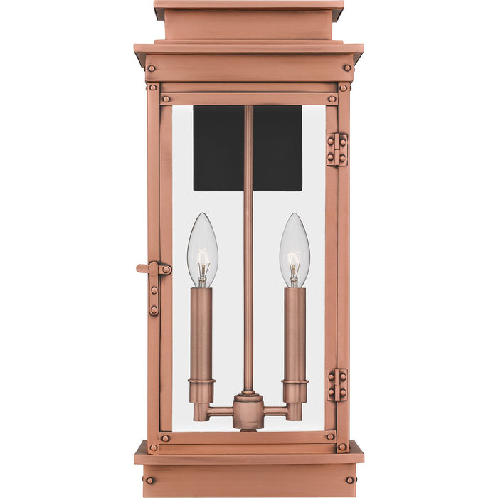 Quoizel NOE8409AC Two Light Outdoor Wall Mount, Aged Copper