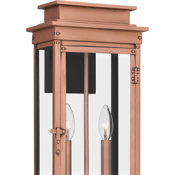 Quoizel NOE8409AC Two Light Outdoor Wall Mount, Aged Copper