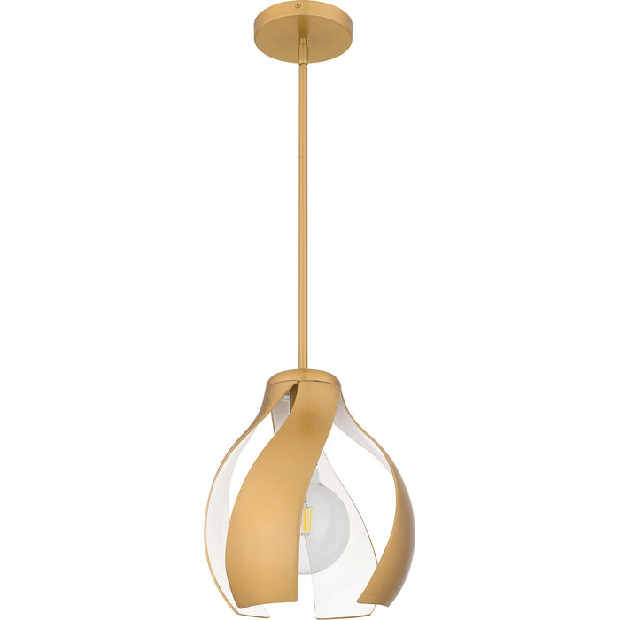 Quoizel QP6739BWS One Light Pendant, Brushed Weathered Brass
