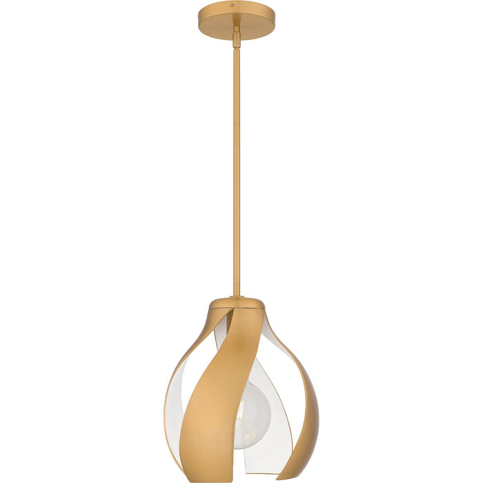 Quoizel QP6739BWS One Light Pendant, Brushed Weathered Brass