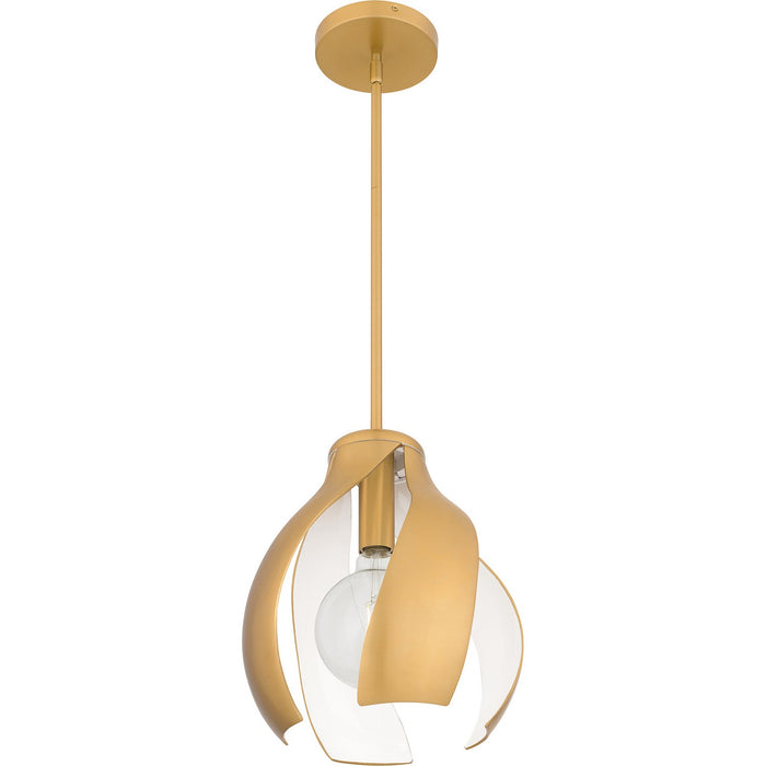 Quoizel QP6739BWS One Light Pendant, Brushed Weathered Brass