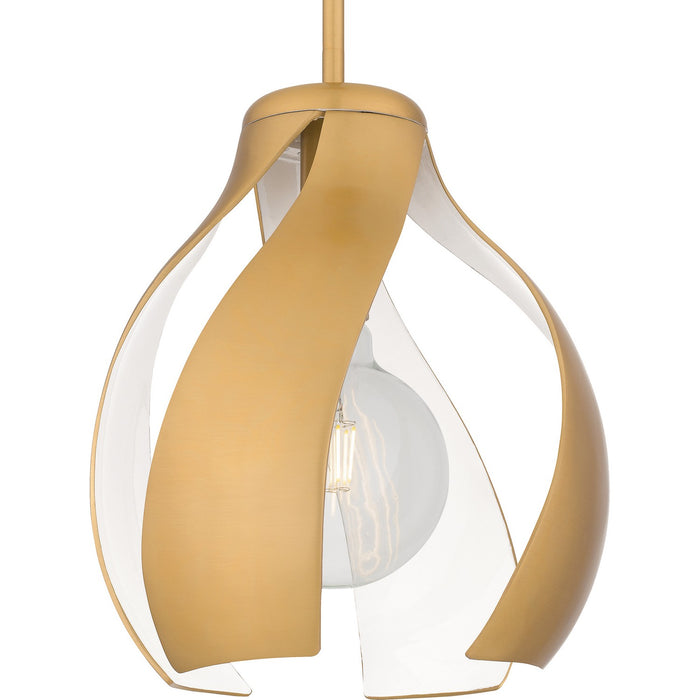Quoizel QP6739BWS One Light Pendant, Brushed Weathered Brass