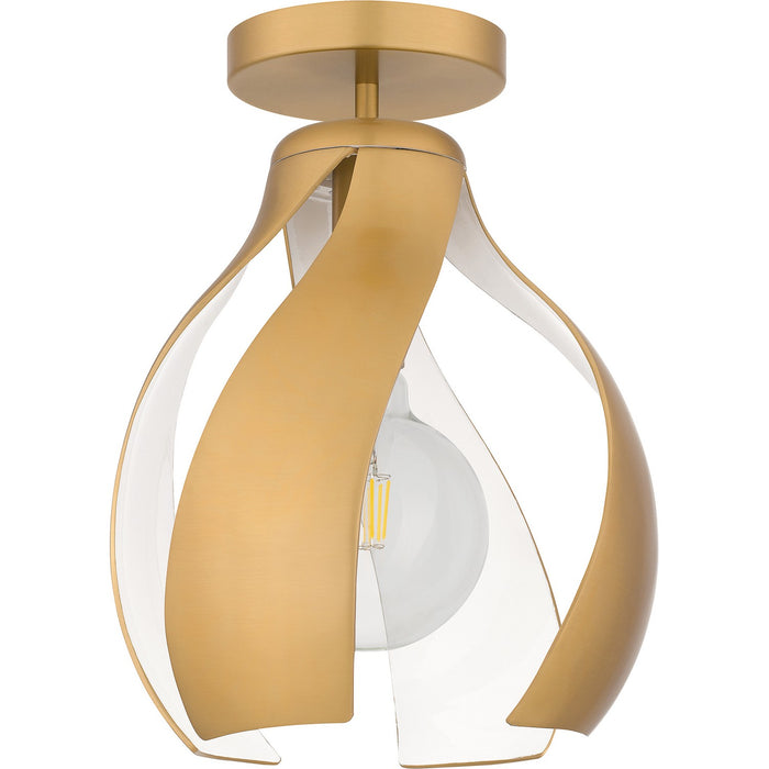 Quoizel QSF6739BWS One Light Semi Flush Mount, Brushed Weathered Brass
