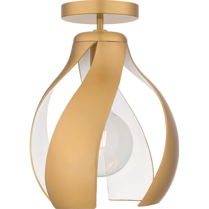 Quoizel QSF6739BWS One Light Semi Flush Mount, Brushed Weathered Brass