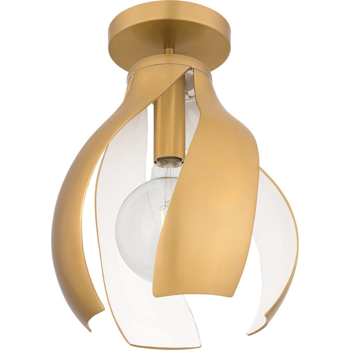 Quoizel QSF6739BWS One Light Semi Flush Mount, Brushed Weathered Brass