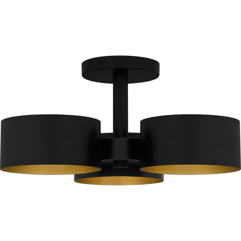 Quoizel QSF6745MBK Three Light Semi Flush Mount, Matte Black