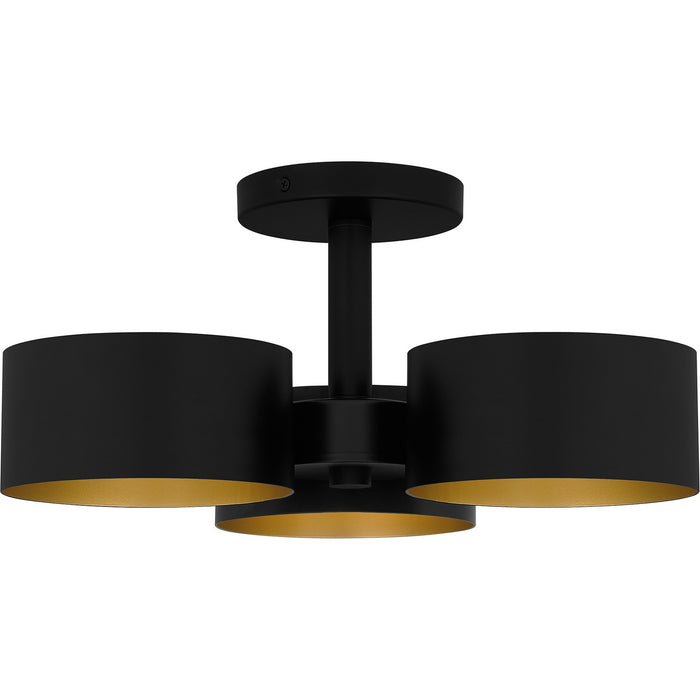 Quoizel QSF6745MBK Three Light Semi Flush Mount, Matte Black