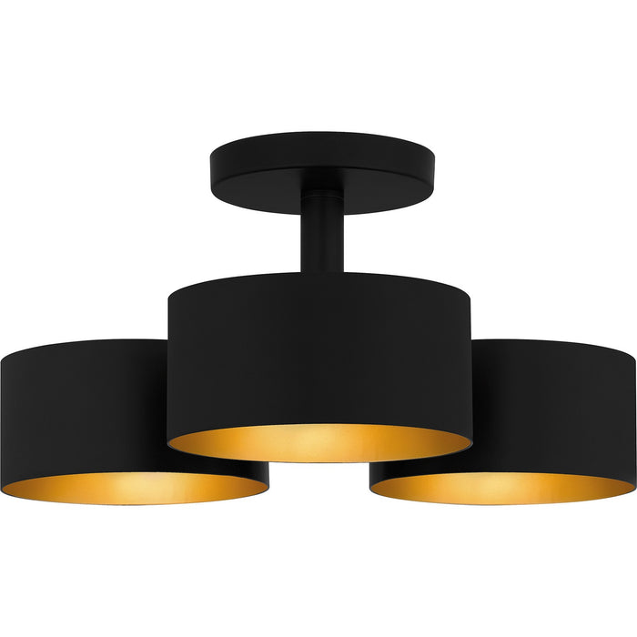 Quoizel QSF6745MBK Three Light Semi Flush Mount, Matte Black