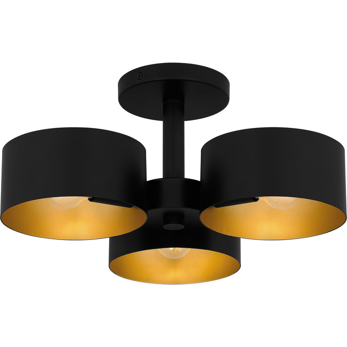 Quoizel QSF6745MBK Three Light Semi Flush Mount, Matte Black