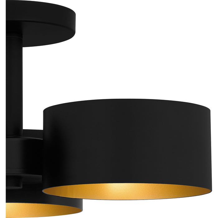 Quoizel QSF6745MBK Three Light Semi Flush Mount, Matte Black