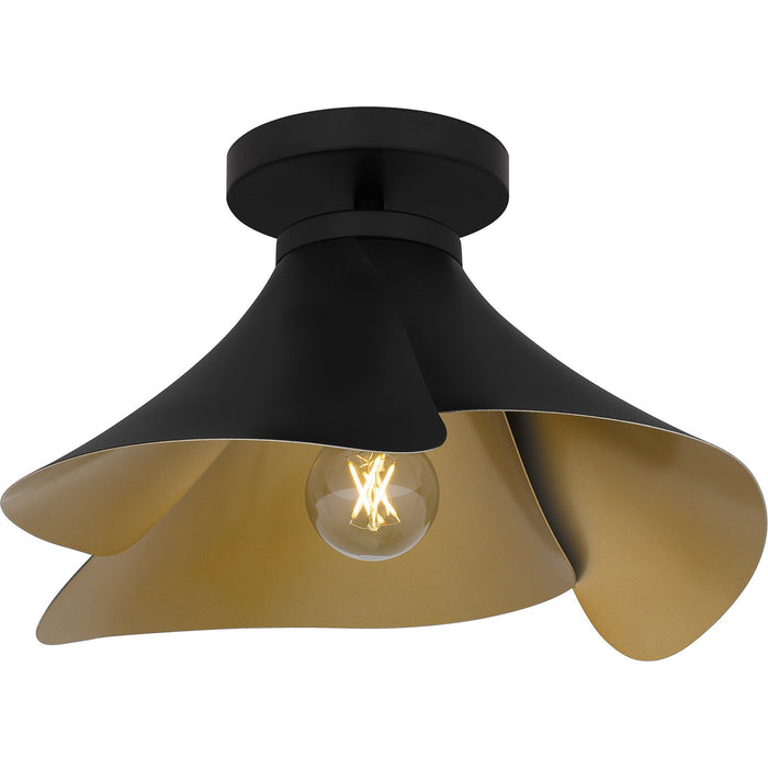 Quoizel QSF6747MBK One Light Semi Flush Mount, Matte Black
