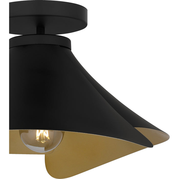 Quoizel QSF6747MBK One Light Semi Flush Mount, Matte Black